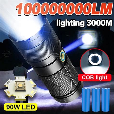 90w 100000000lm Recharge Flashlight Usb High Power Led Flashlights