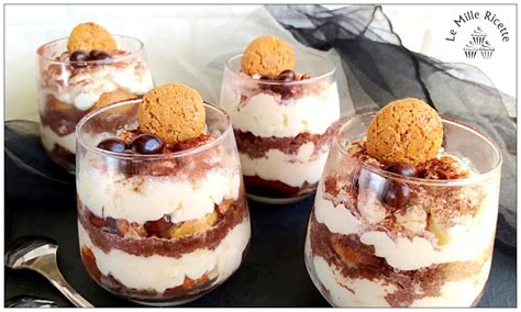 Tiramisù in bicchiere con amaretti e cioccolato senza uova Le mille