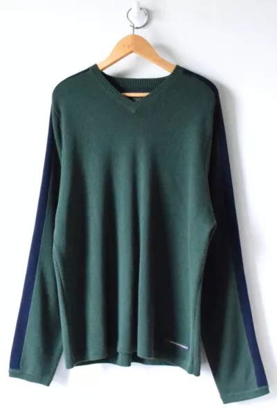 Vintage Y2k Dark Green And Navy Striped Sweater Urban Outfitters