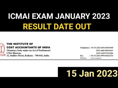 Cma Intermediate And Final January 2023 Exam Result Date Out Icmai