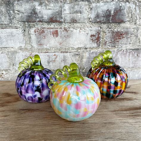 Multi Colored Glass Pumpkins Blown Glass Colorful Glass T Idea