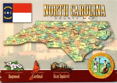 North Carolina State County Map Fun Facts The Great Seal Pm Wob Note £3