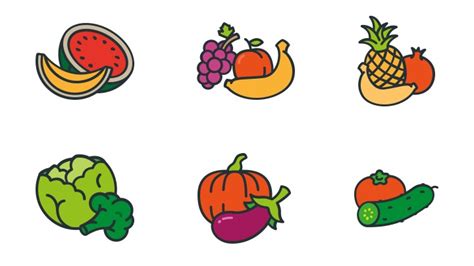 Fruit And Vegetable Icon Pack Discover Template