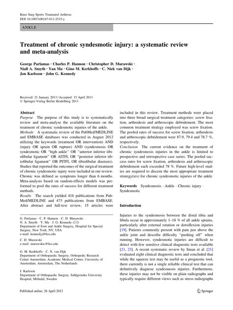 (PDF) Treatment of Chronic Syndesmotic Injury: A Systematic Review and Meta-Analysis