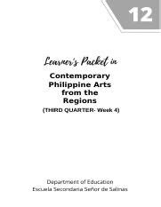 Cpar Week Docx Contemporary Philippine Arts From The Regions Third