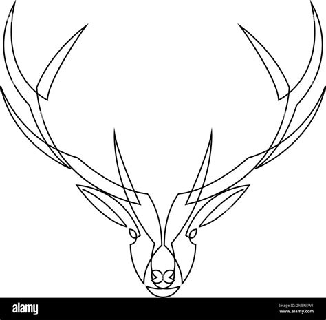 One Line Deer Design Silhouette Hand Drawn Minimalism Style Vector