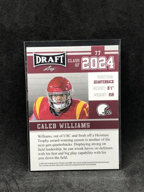 Trojans Caleb Williams Rc Leaf Draft Classe De Recrue Usc