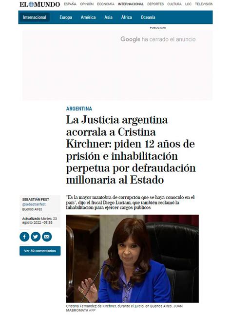 “la Justicia Acorrala A Cristina Kirchner” Cómo Impactó En El Mundo El