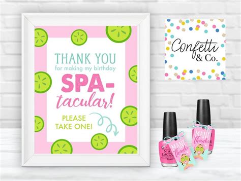 Spa Birthday Party Thank You Sign Party Favor Table Sign 8x10