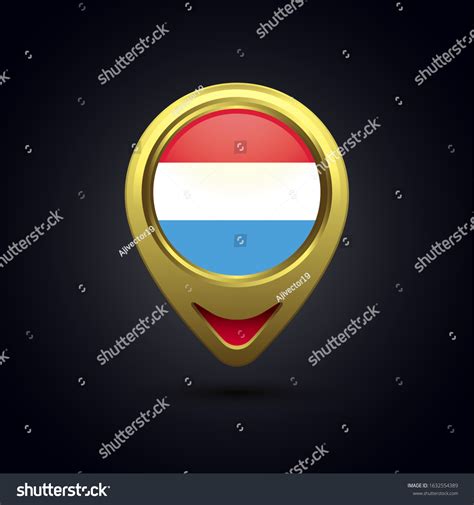 Gold Map Pin Circle Flag Design Stock Vector Royalty Free 1632554389