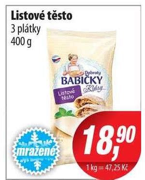 Listové těsto 3 plátky 400 g v akci AkcniCeny cz