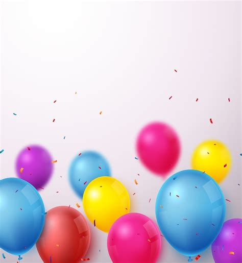 Banner De Celebraci N De Cumplea Os Con Globos De Colores Y Confeti