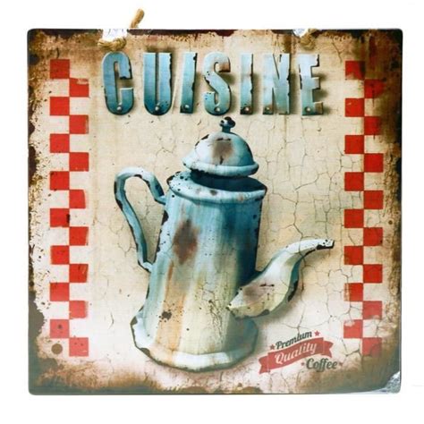 Plaque Décorative Murale Cuisine Cafetiere Ancienne En Métal Décoration À Suspendre Avec