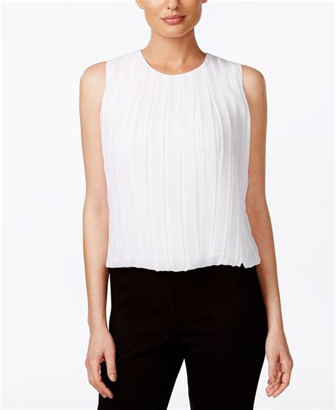 Calvin Klein Sleeveless Pleated Blouse Macys