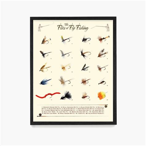 The Flies of Fly Fishing Poster, Fly Fishing Wall Art, Fisherman Gift ...