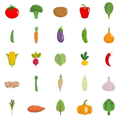 Vegetables icons set | Premium Vector