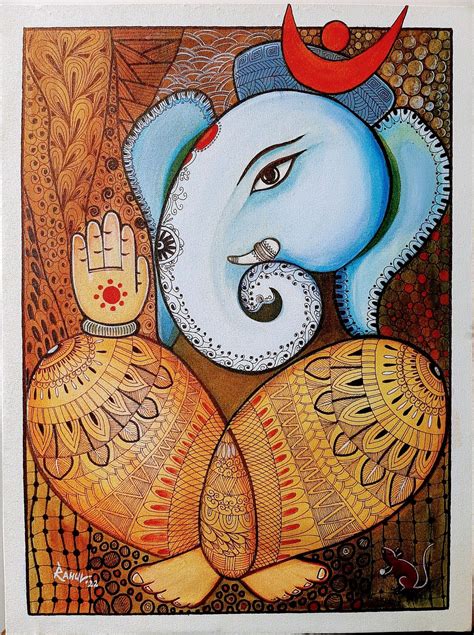 Ganesha Indian Art Acrylic On Canvas Artofit