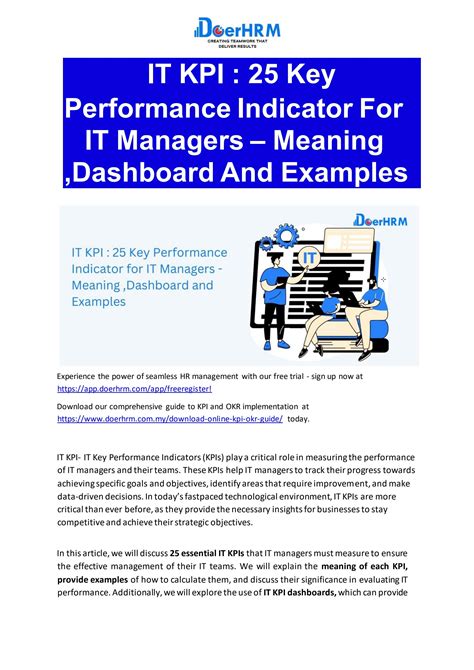 It Kpi 25 Key Performance Indicator For It Managers Meaning