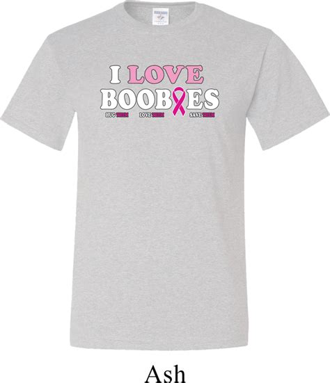 Mens Breast Cancer Awareness Shirt I Love Boobies Tall Tee T Shirt I