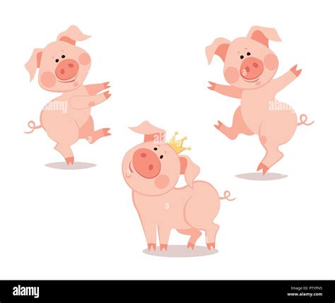 Cartoon Dancing Little Pig The Year Of The Pig Chinese New Year Stock