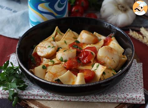 Pasta Met Sint Jakobsschelpen Een Elegant Voorgerecht Met Zeevruchten