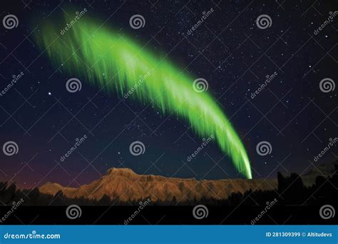 Luminous Green Comet Tail Against a Starry Sky Stock Illustration ...