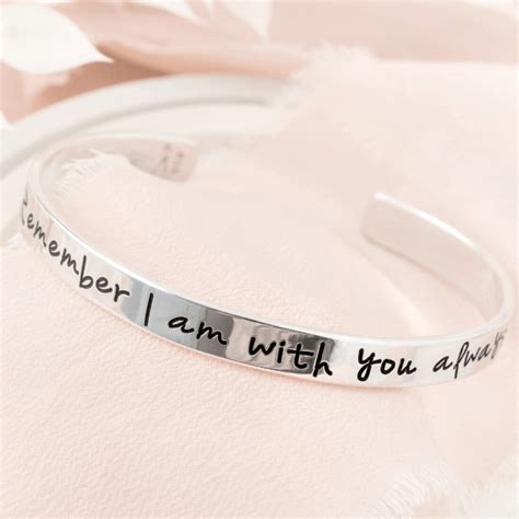 Sterling Silver Engraved Cuff Bracelet Remember I Am With You Always