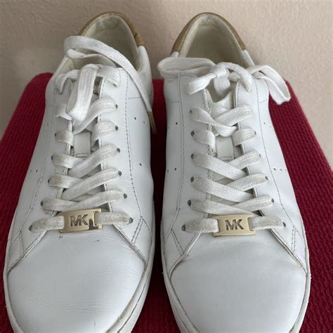 michael kors womens sneakers white  gold size depop