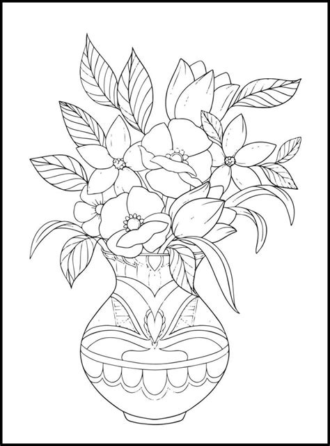 Flowers Adult Coloring Book Pages 17690718 Vector Art At Vecteezy