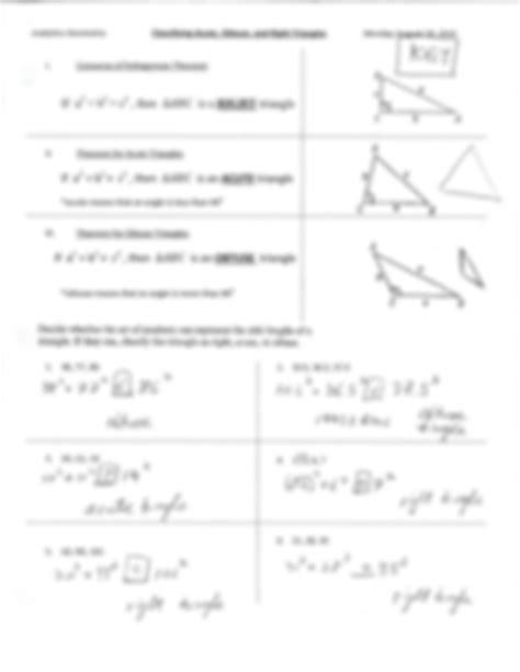 Solution Triangle Classification Handout Solutions Studypool