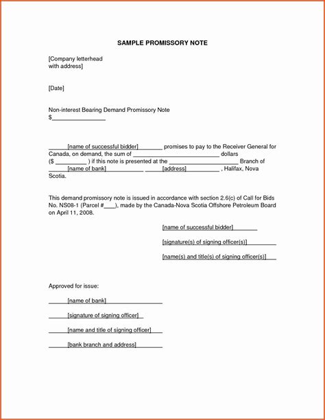 Promissory Note Tuition Fee Sample Letter Template Lab