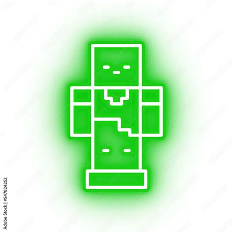 Neon Green Creeper Icon Minecraft Icon On Transparent Background Stock