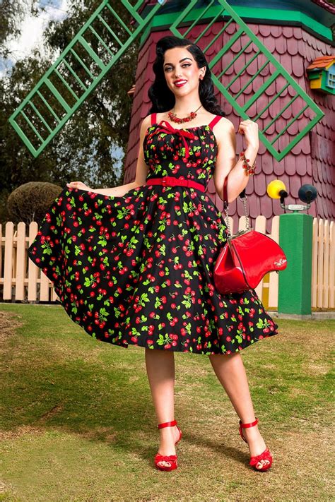 Pinup Couture 50s Molly Black Cherry Swing Dress Shop At Topvintage