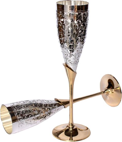 Amazon StonKraft Engraved Brass Goblet Champagne Glasses Flutes