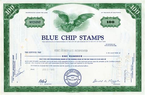 Blue Chip Stamps Inc Acquired By Berkshire Hathaway California