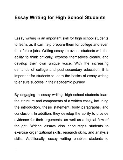 SOLUTION Essay Writing For High School Students Studypool