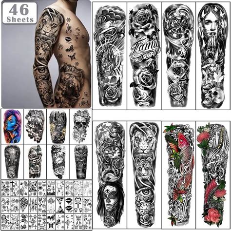 Yazhiji 46 Feuilles De Tatouages Temporaires Demi Bras Complets Extra