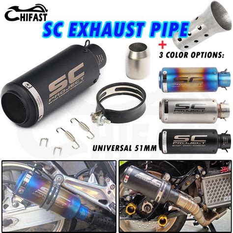 Hifast Sc Exhaust Pipe Universal 51mm Motorcycle Exhaust Pipe Locomotives Professional Stainless