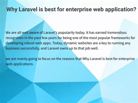 PPT Why Laravel Is Best For Enterprise Web Application PowerPoint