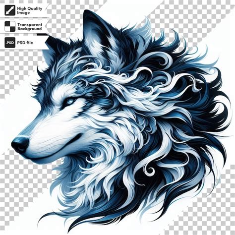 Um Desenho De Um Lobo Um Fundo Azul E Preto PSD Premium