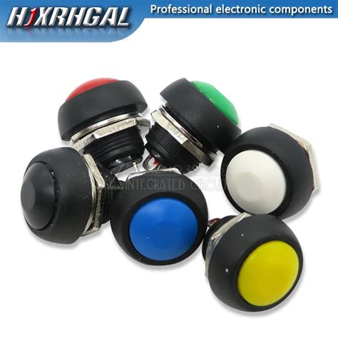 6 Piece Mini 12mm Waterproof Instant On Off Button Circular Switch PBS