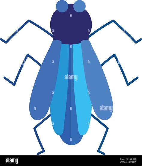 Blue Bug Nature Animal In Cartoon Flat Icon Style Vector Illustration