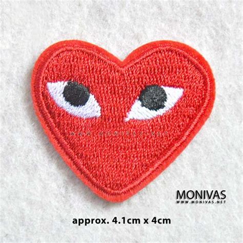 Red Heart With Eyes Iron On Patch Monivas