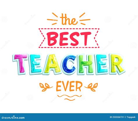 Best Teacher Ever White Poster Vector Illustration Stock Vector