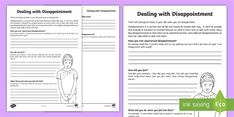 Coping With Disappointment Worksheet Activity Phse