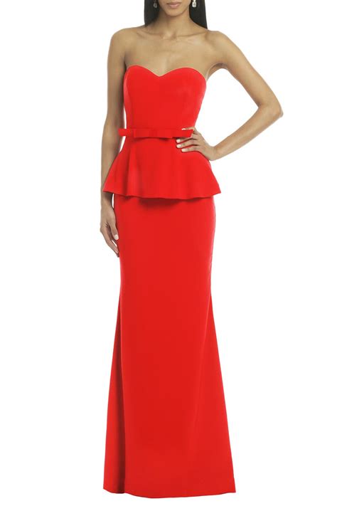 Rouge Rosalind Peplum Gown By Badgley Mischka Rent The Runway