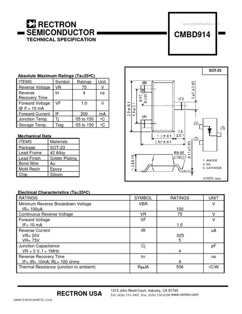 Cmbd Rectron Semiconductor Diode Hoja De Datos Ficha T Cnica