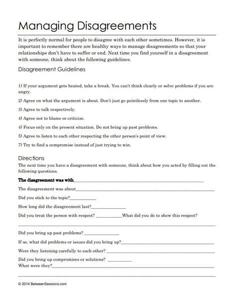 Free Printable Couples Therapy Worksheets Pdf