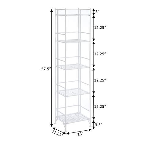 Convenience Concepts Xtra Storage 5 Tier Folding Metal Shelf For Home