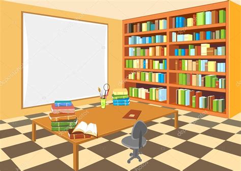 Interior Of The Library With An Open Book Stock Vector Image By